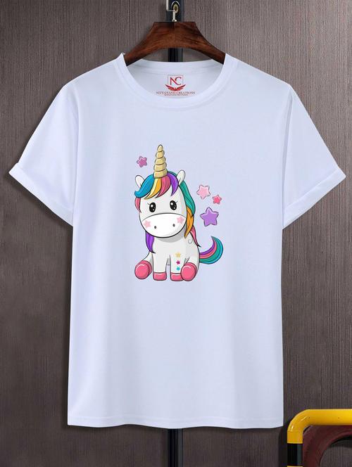 unisex white graphic printed t-shirt - 20847326 - Standard Image - 0