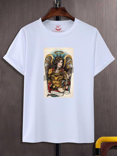 unisex white graphic printed t-shirt - 20847333 -  Standard Image - 0