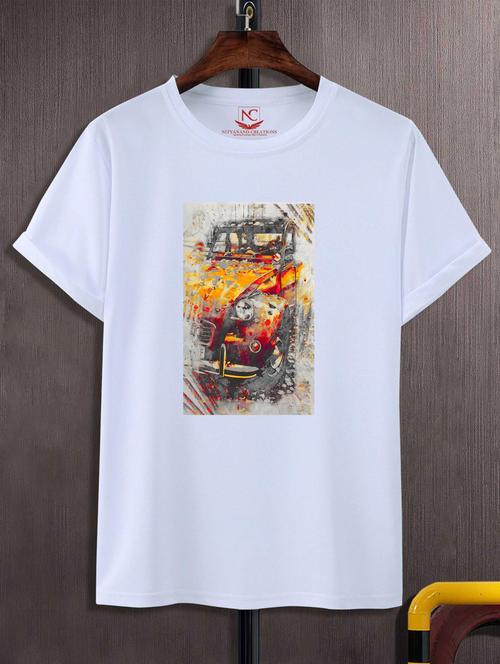 unisex white graphic printed t-shirt - 20847586 -  Standard Image - 0