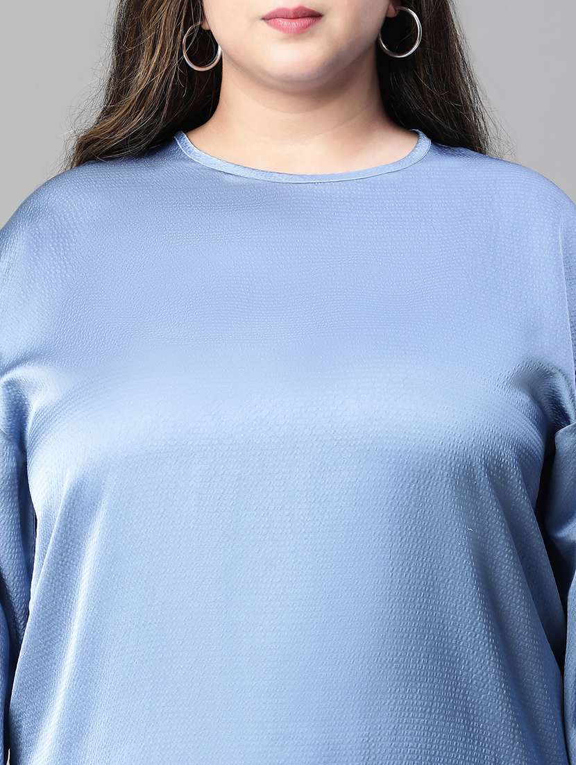 solid light blue plus size regular top - 20847827 -  Standard Image - 5