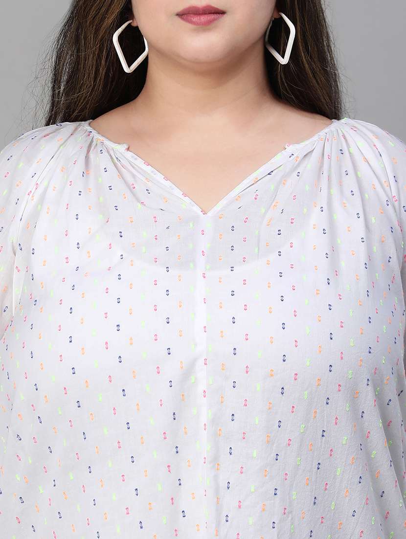 white printed plus size regular top - 20847829 -  Standard Image - 5