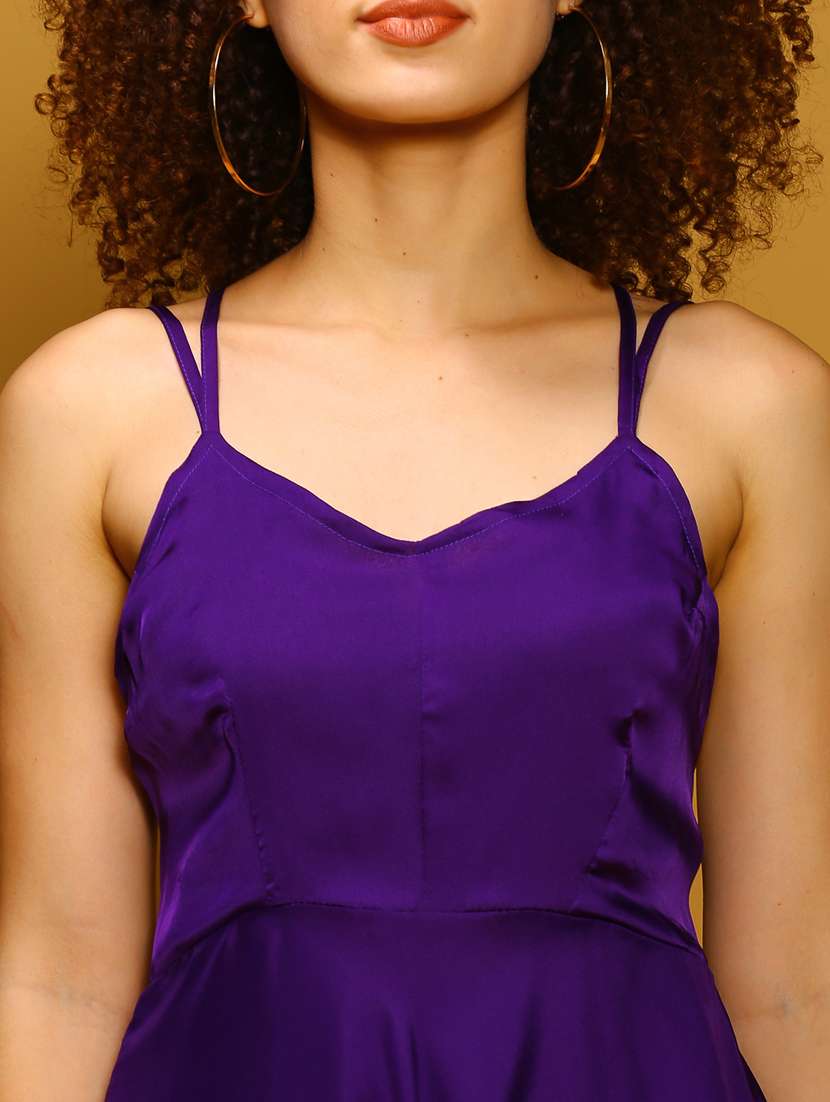 women purple solid fit & flare dress - 20847855 - Standard Image - 5