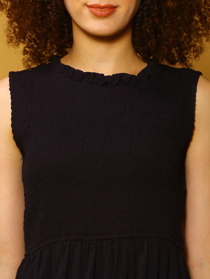 women black solid fit & flare dress - 20847864 -  Standard Image - 5