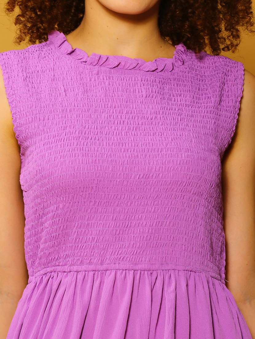 women purple solid fit & flare dress - 20847865 -  Standard Image - 5