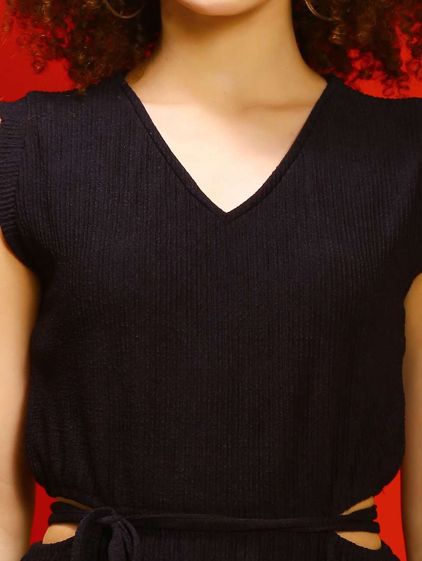 women black solid fit & flare dress - 20847885 -  Standard Image - 5