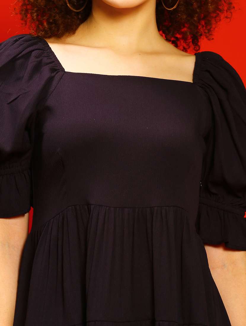 women black solid fit & flare dress - 20847893 -  Standard Image - 5