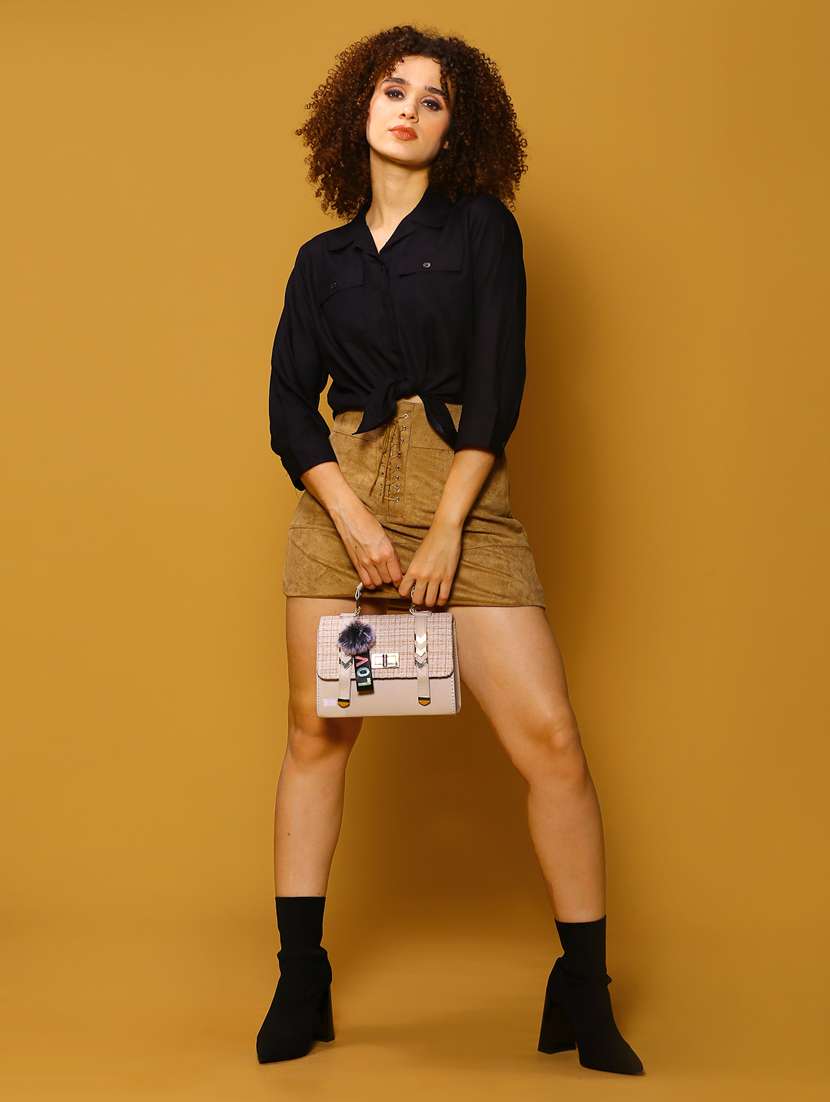 women black solid shirt top - 20847918 - Standard Image - 3