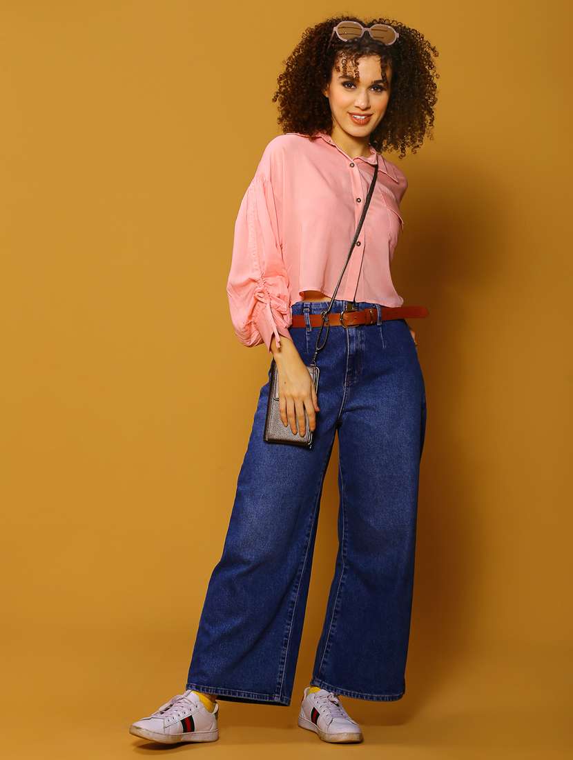 women pink solid shirt top - 20847920 - Standard Image - 3