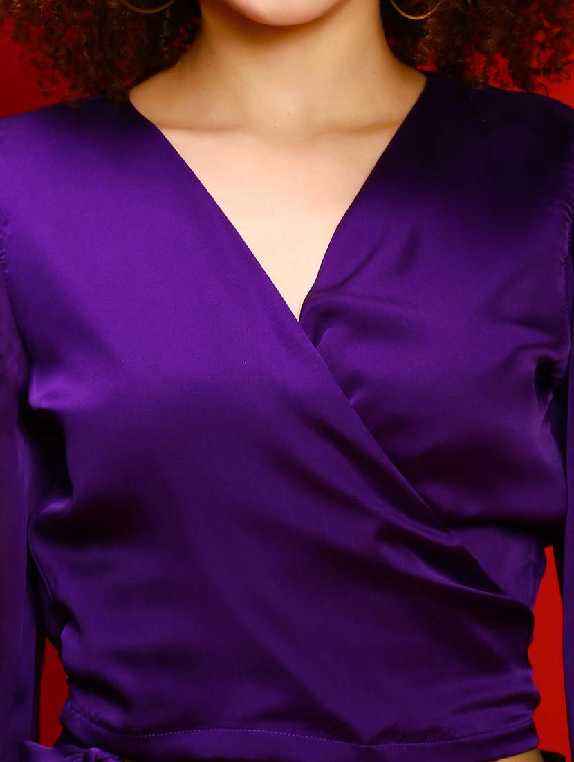 purple solid wrap top - 20847926 -  Standard Image - 5