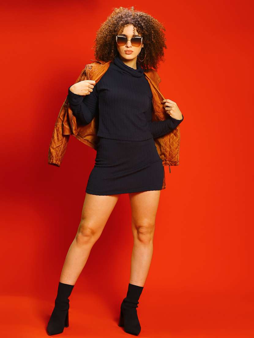 Women Navy Blue Self-designed Regular Top - 20847944 -  Standard Image - 3