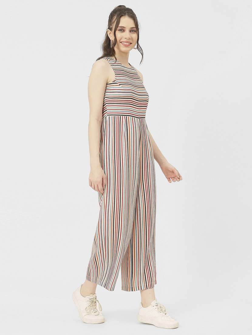 women multicolored stripes full leg jumpsuit - 20847952 -  Standard Image - 3