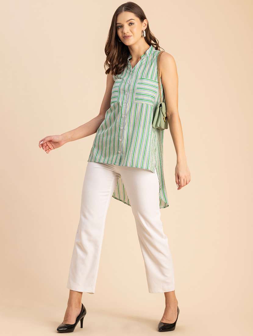green striped high low shirt - 20847960 -  Standard Image - 5