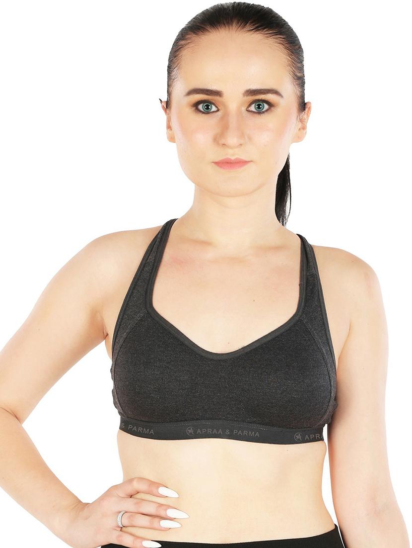 black cotton blend sports bra - 20848273 -  Zoom Image - 0