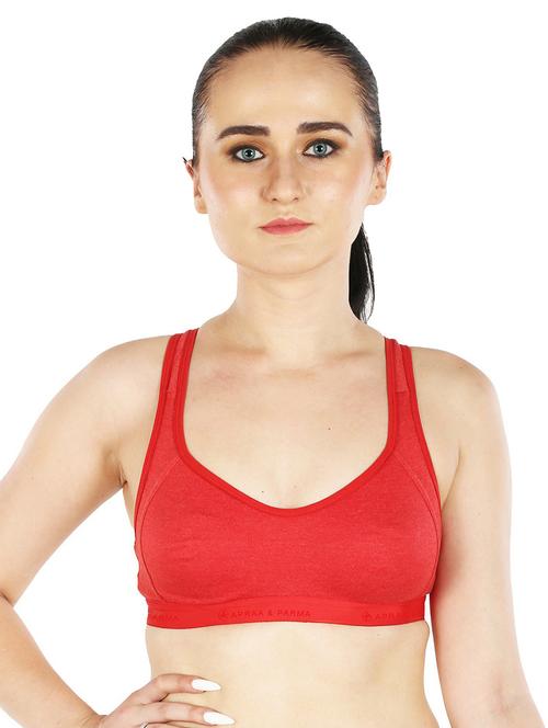 red cotton blend sports bra - 20848274 - Standard Image - 0