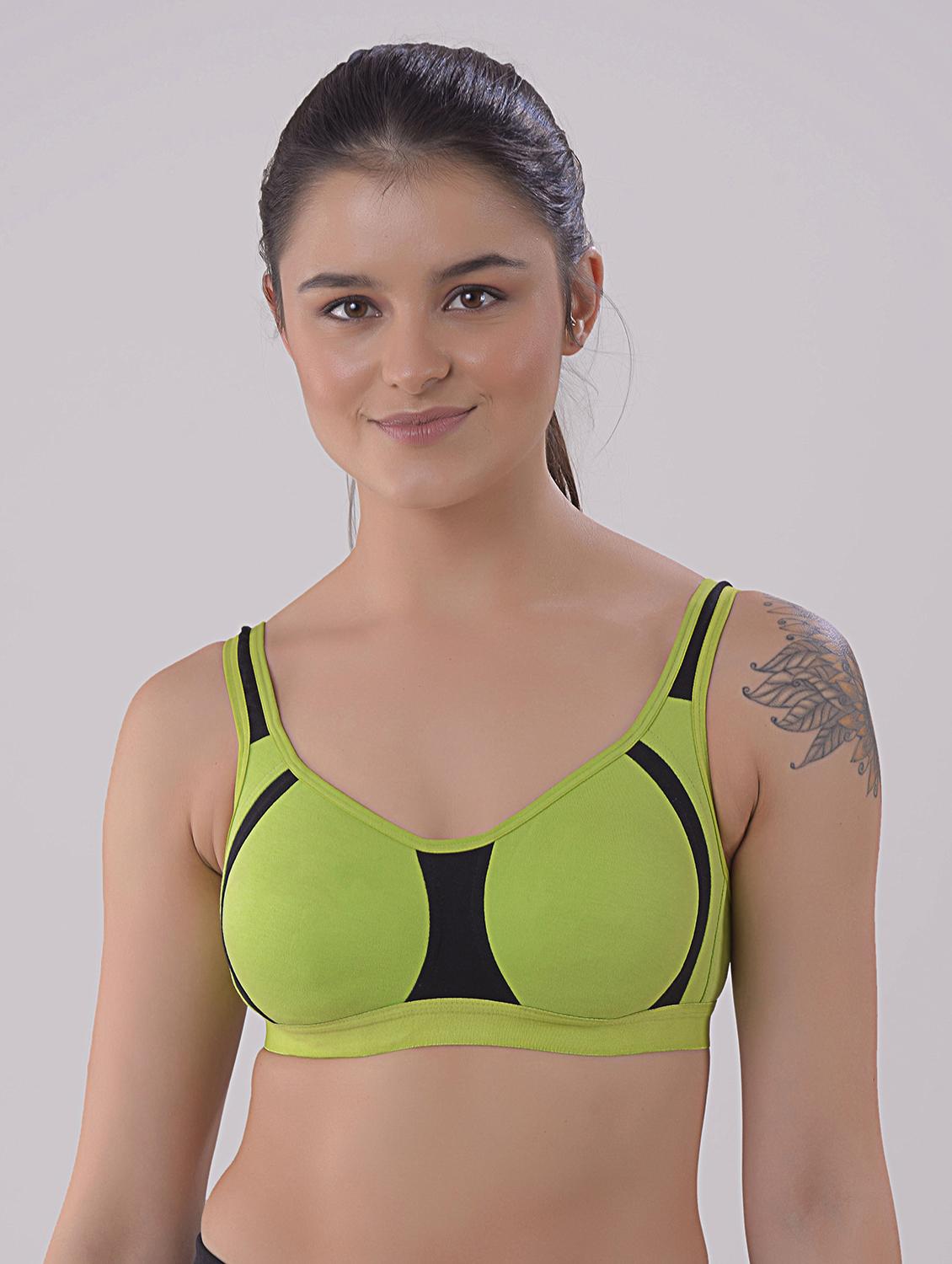 green cotton blend sports bra - 20848280 - Zoom Image - 0