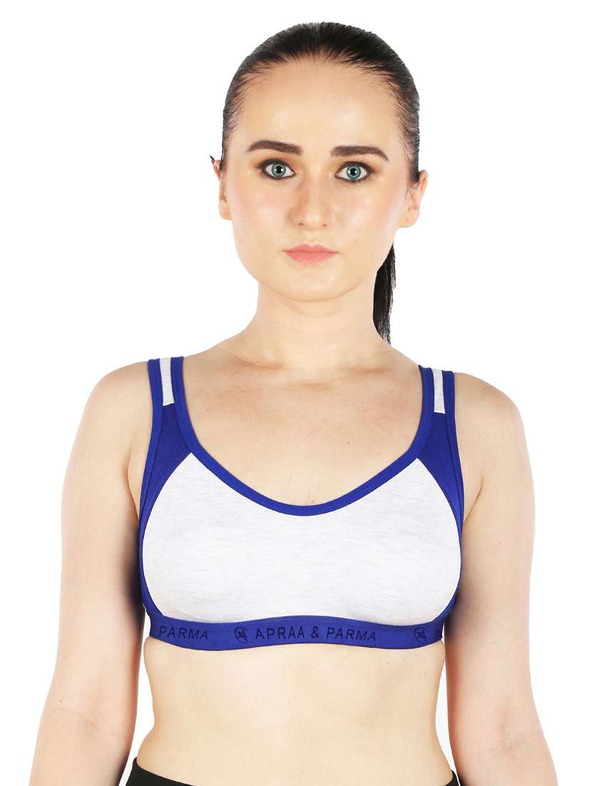 blue cotton blend sports bra - 20848389 - Zoom Image - 0