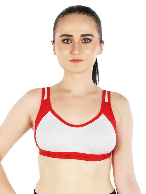 red cotton blend sports bra - 20848394 - Standard Image - 0