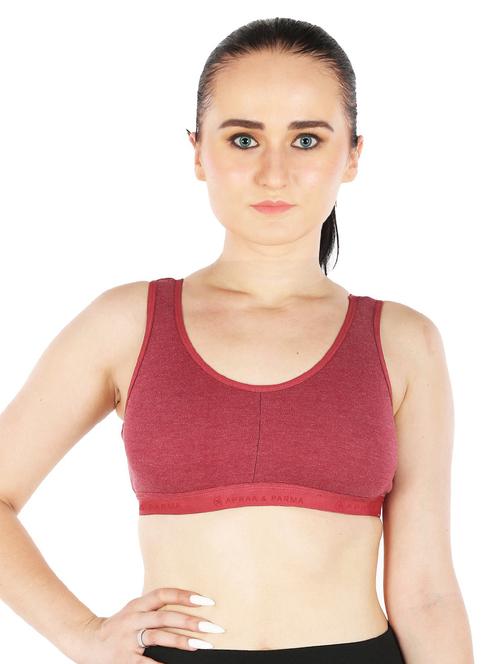 maroon cotton blend sports bra - 20848463 - Standard Image - 0