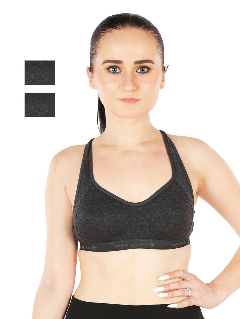 black cotton blend sports bra - 20848468 -  Zoom Image - 0