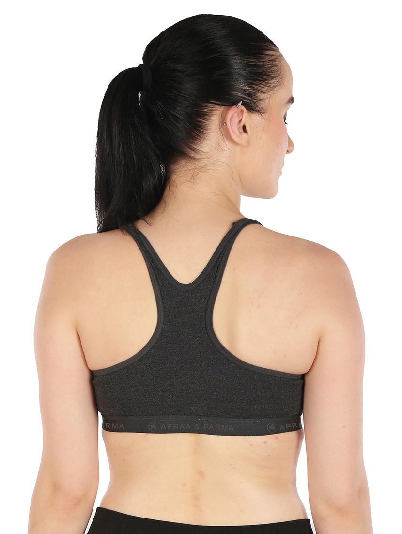 black cotton blend sports bra - 20848468 - Standard Image - 3