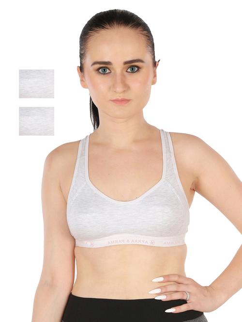 grey cotton blend sports bra - 20848470 -  Standard Image - 0
