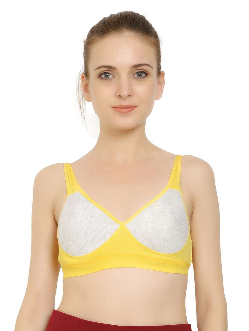 yellow cotton blend sports bra - 20848510 -  Zoom Image - 0