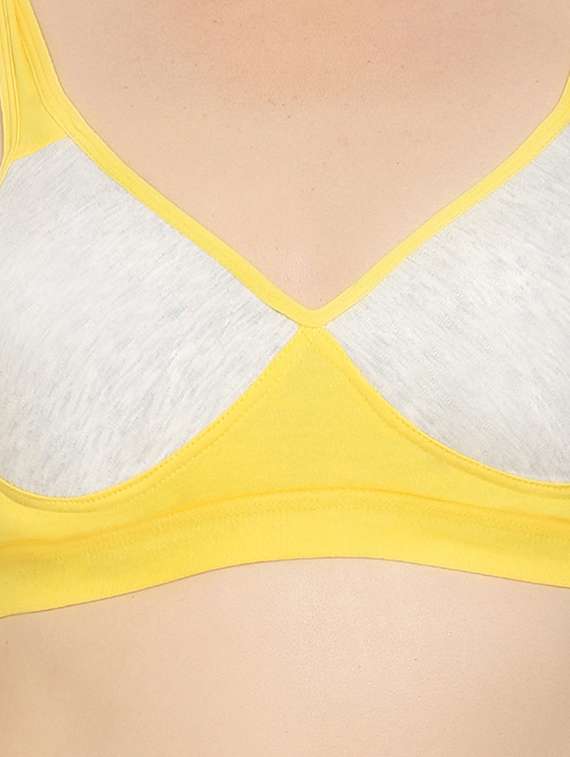 yellow cotton blend sports bra - 20848510 - Standard Image - 3
