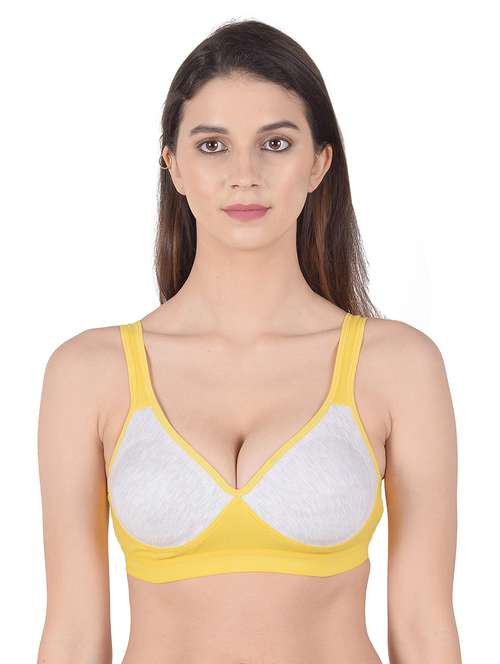 yellow cotton blend sports bra - 20848514 - Standard Image - 0