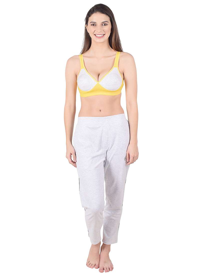 yellow cotton blend sports bra - 20848514 - Standard Image - 3