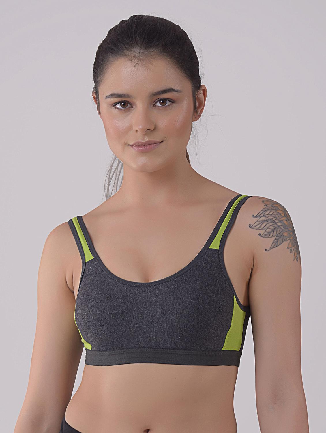 grey cotton blend sports bra - 20848550 - Zoom Image - 0