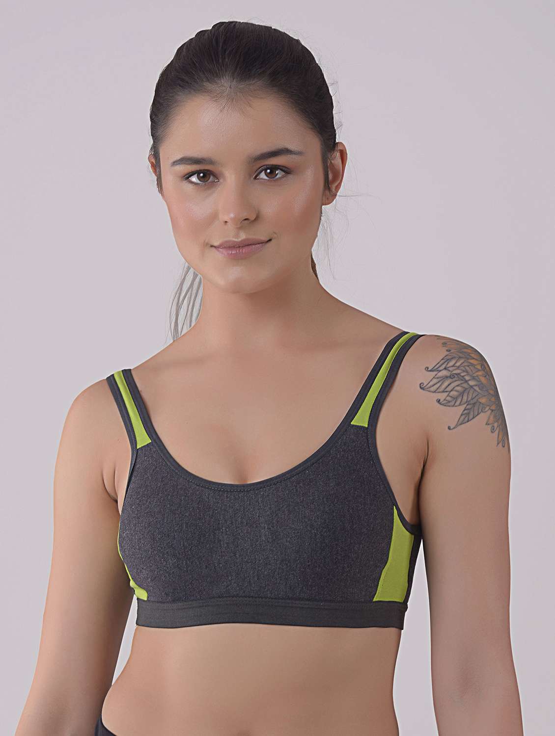 women color block cotton blend sports bra - 20848553 - Zoom Image - 0