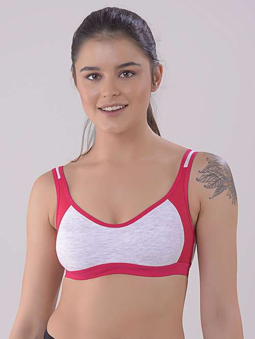 women color block cotton blend sports bra - 20848564 -  Standard Image - 0