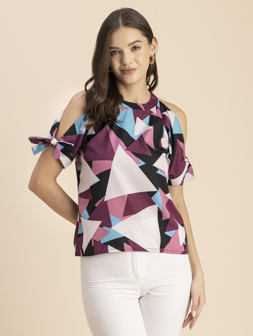 women multicolored geometric printed straight top - 20848811 -  Zoom Image - 0