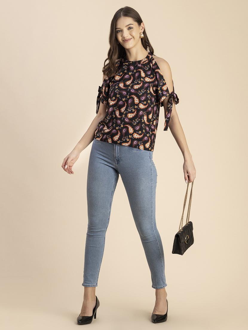 black printed detailed regular top - 20848812 - Standard Image - 5