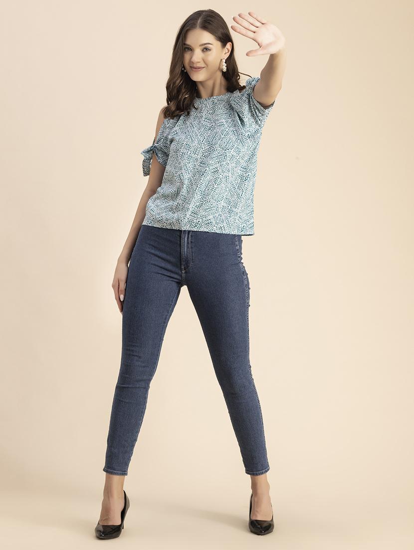 green printed detailed regular top - 20848813 - Standard Image - 5