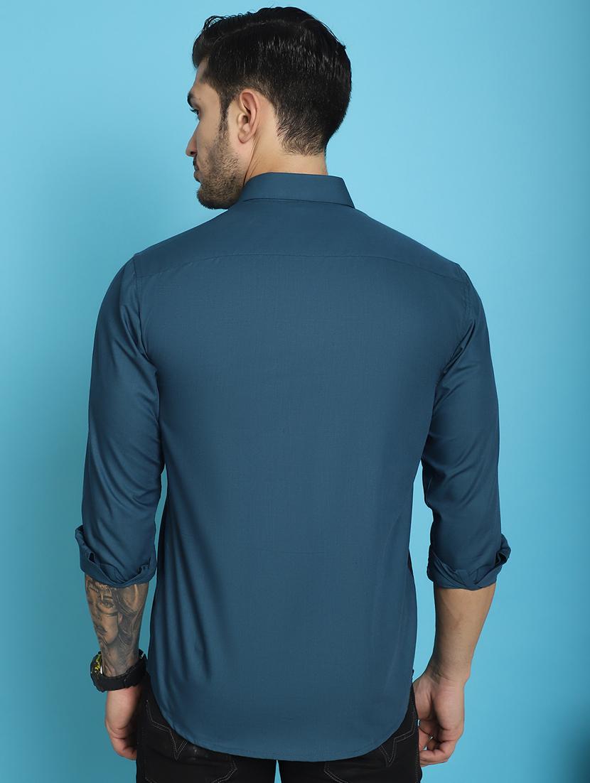 teal cotton cotton satin casual shirt - 20848826 - Standard Image - 3