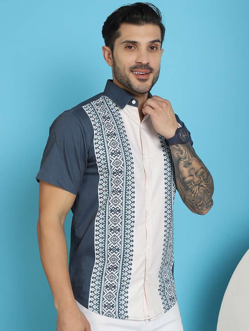 charcoal cotton blend casual shirt - 20848828 - Zoom Image - 0