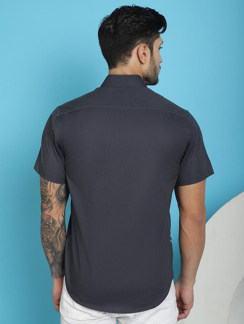 grey cotton blend casual shirt - 20848830 - Standard Image - 3