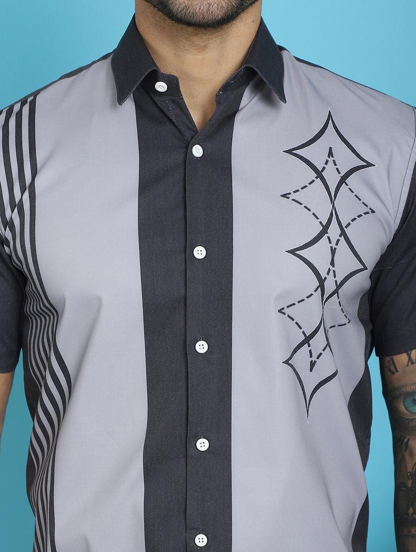 grey cotton blend casual shirt - 20848830 - Standard Image - 5