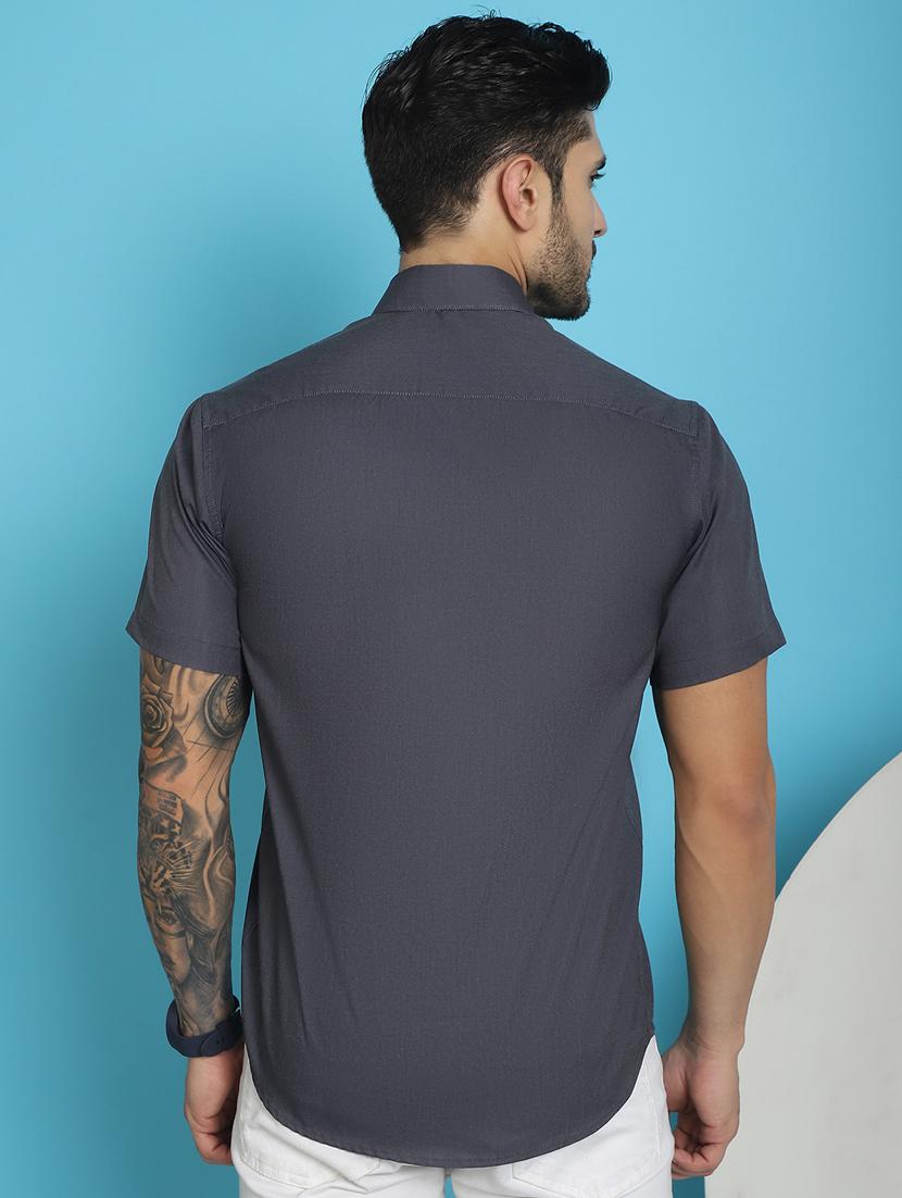 charcoal cotton blend casual shirt - 20848836 - Standard Image - 3