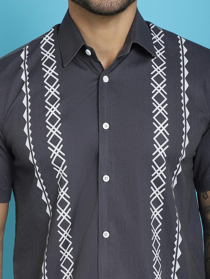 charcoal cotton blend casual shirt - 20848836 - Standard Image - 5