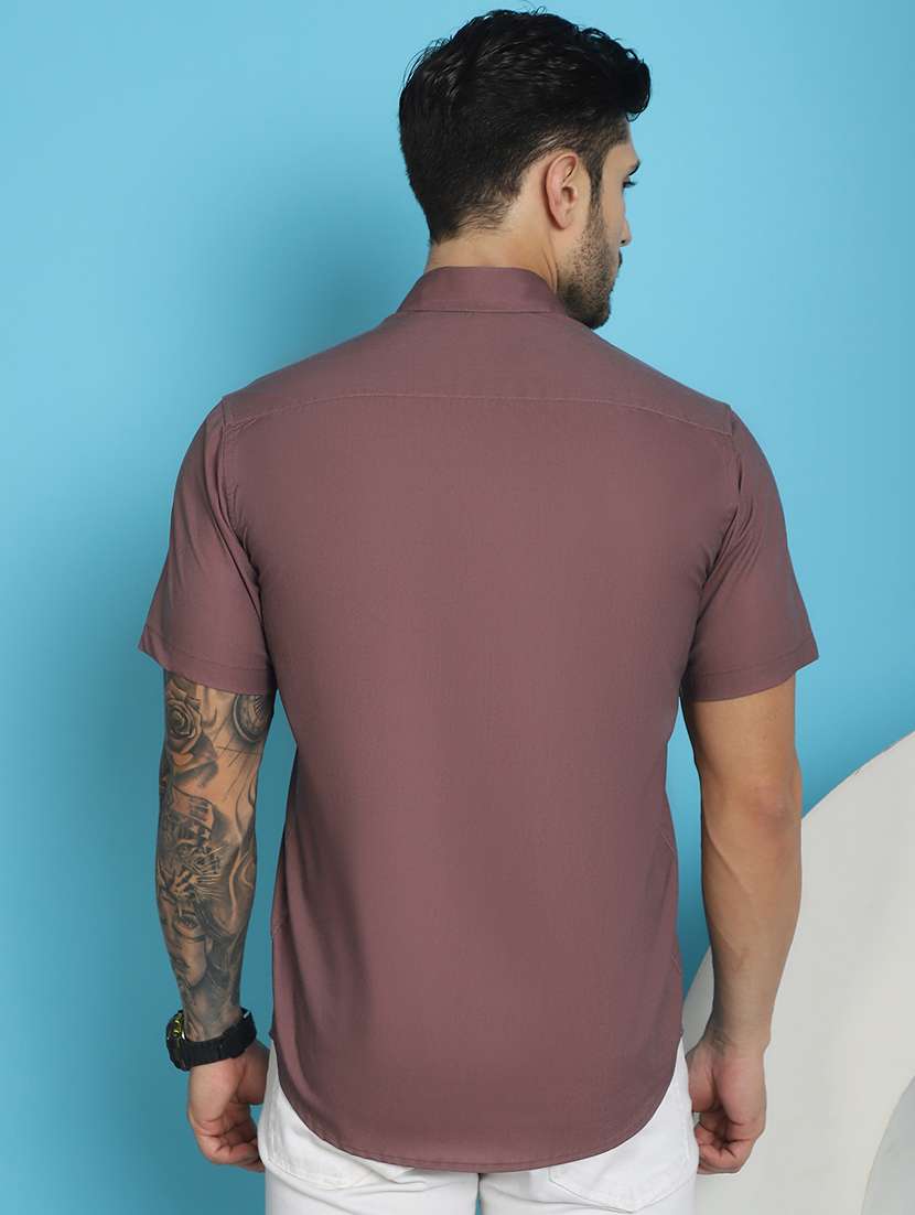 magenta cotton blend casual shirt - 20848838 -  Standard Image - 3