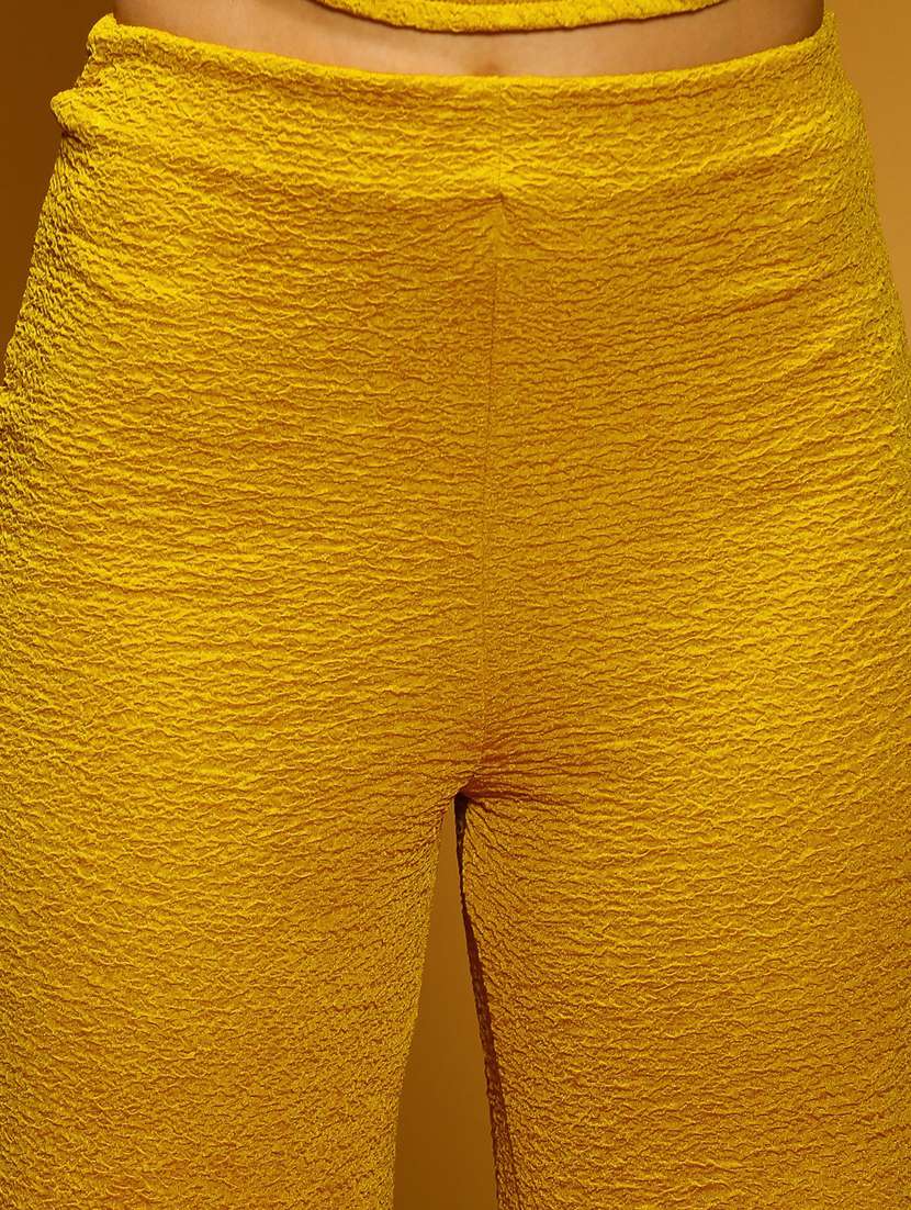women mustard solid top and trouser co-ord set - 20848852 - Standard Image - 5
