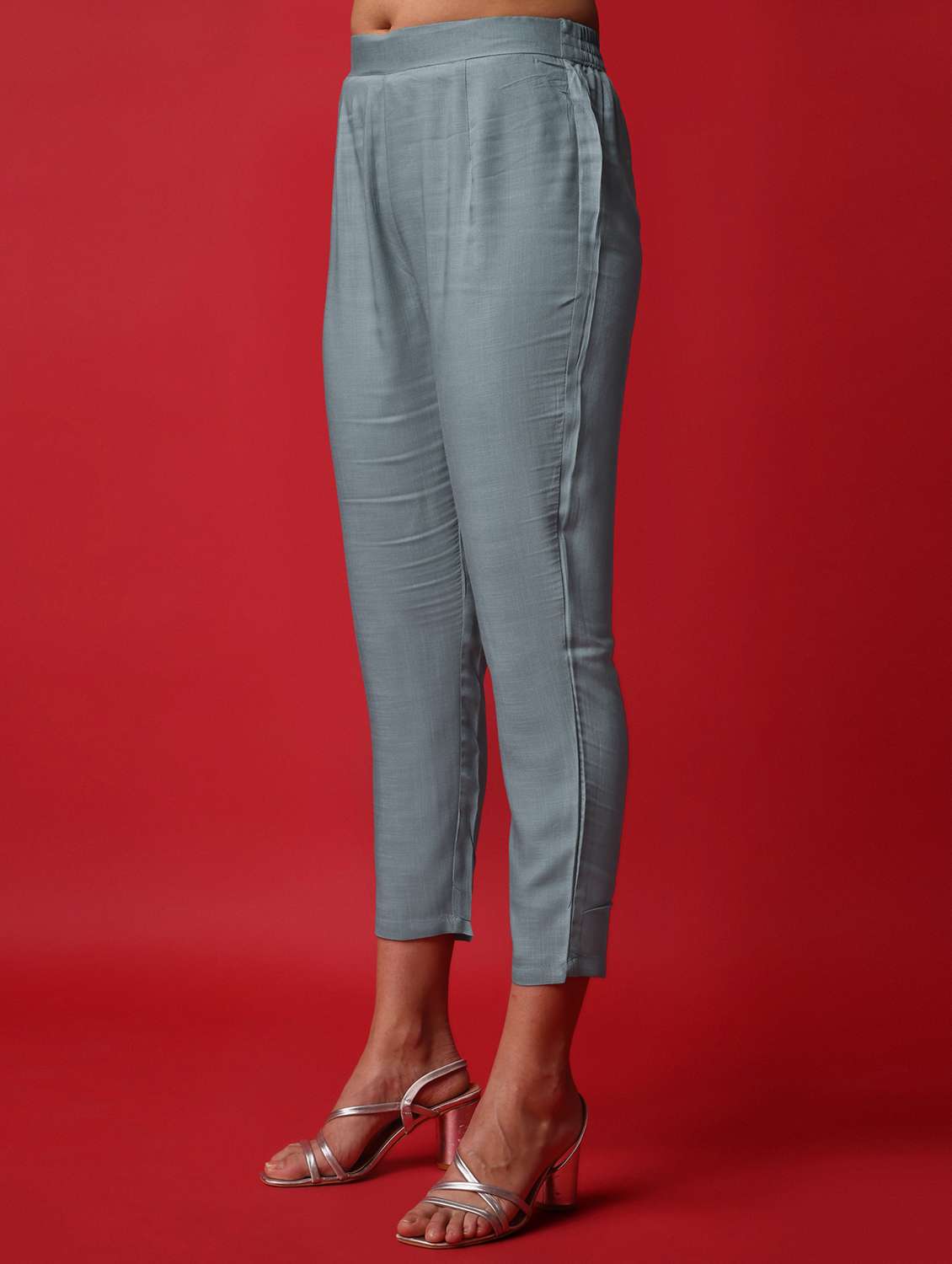 women grey tie up neck kurta pant set with dupatta - 20848893 - Standard Image - 3