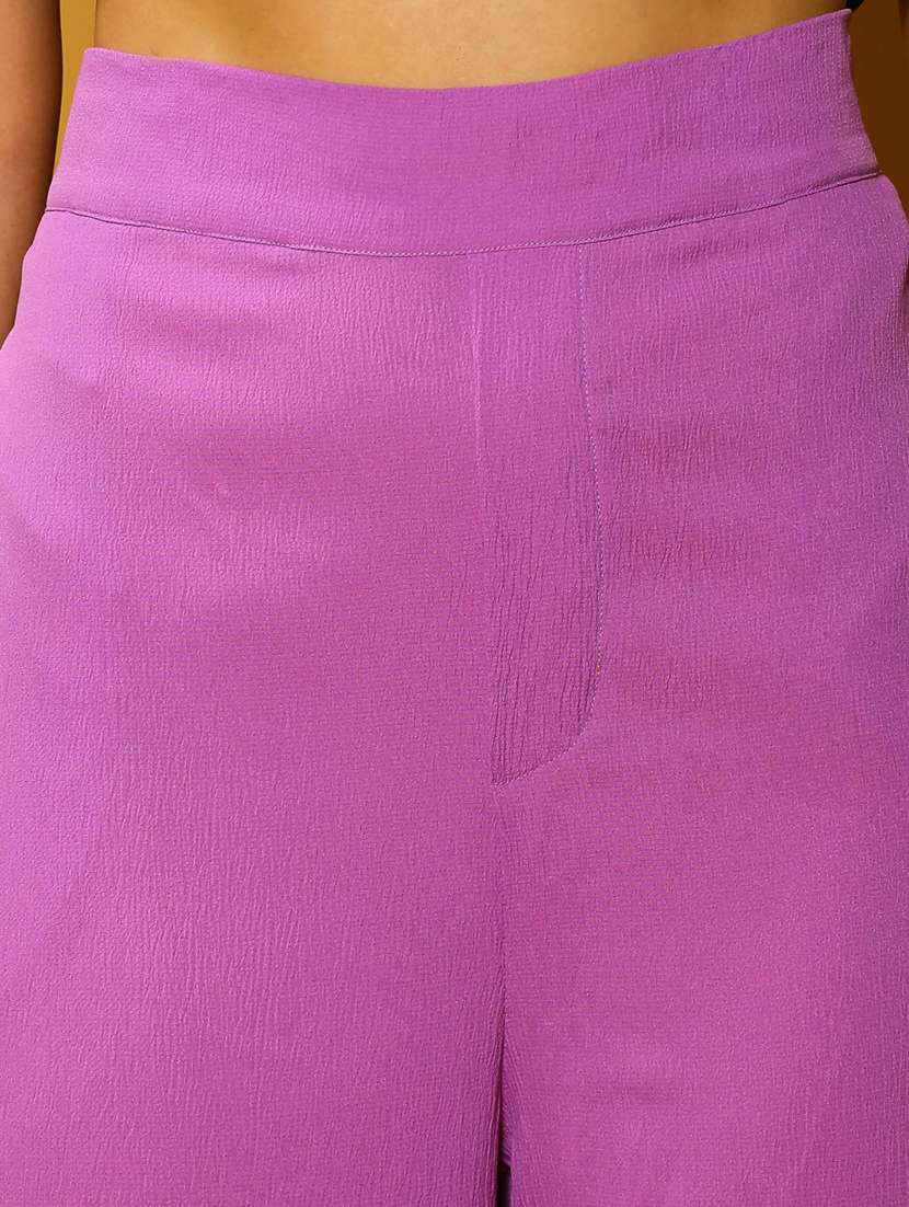 Purple Polyester Flat Front Trouser - 20848914 -  Standard Image - 5