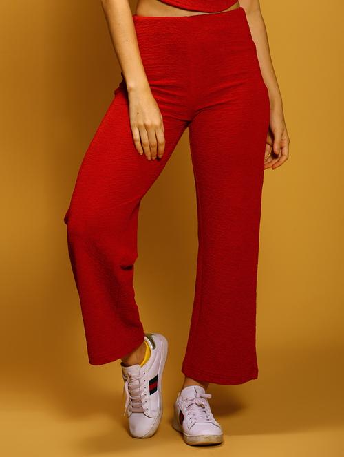 red polyester flat front trouser - 20848918 - Standard Image - 0