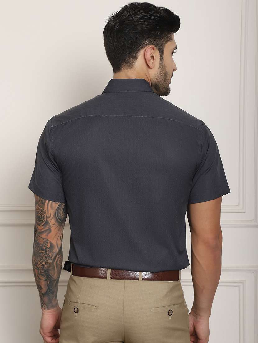 grey cotton blend casual shirt - 20848924 - Standard Image - 3