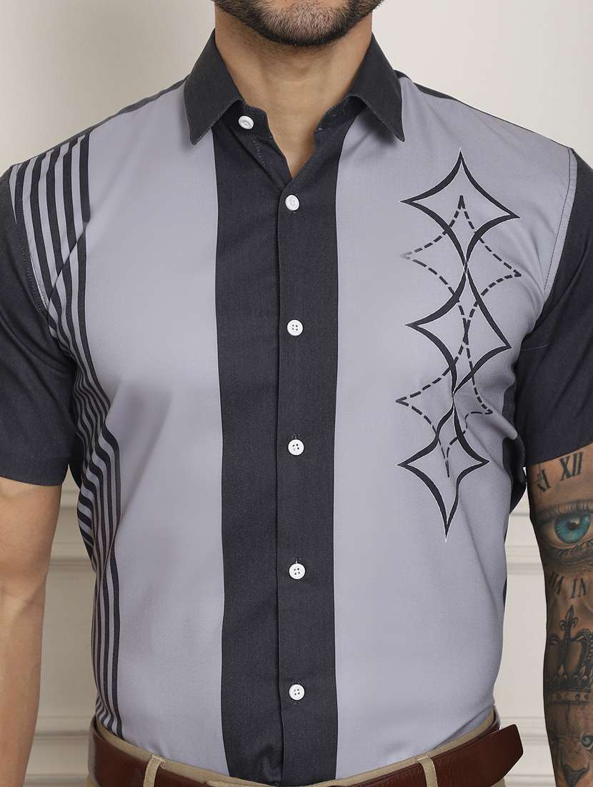 grey cotton blend casual shirt - 20848924 - Standard Image - 5