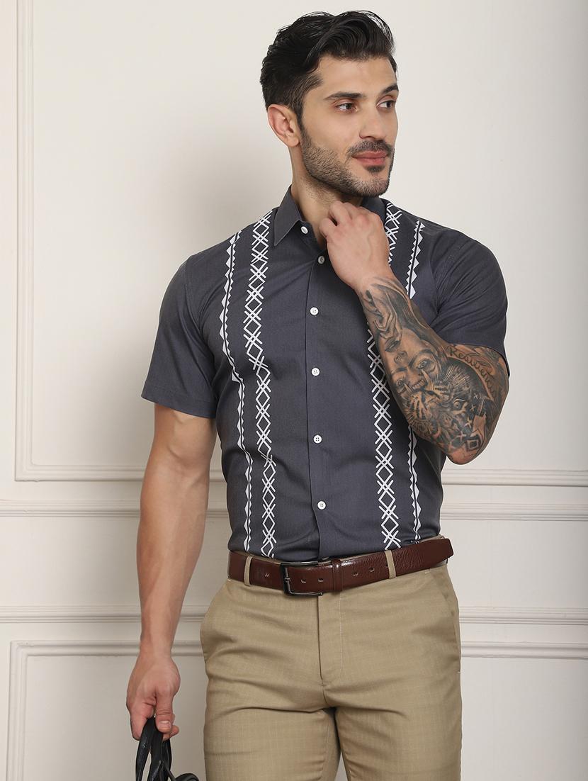 charcoal cotton blend casual shirt - 20848930 -  Zoom Image - 0
