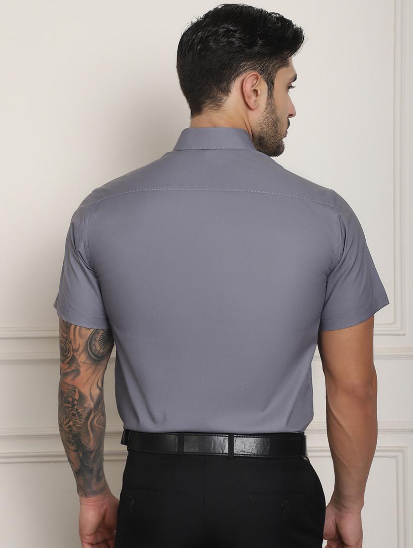 grey cotton blend casual shirt - 20848931 - Standard Image - 3